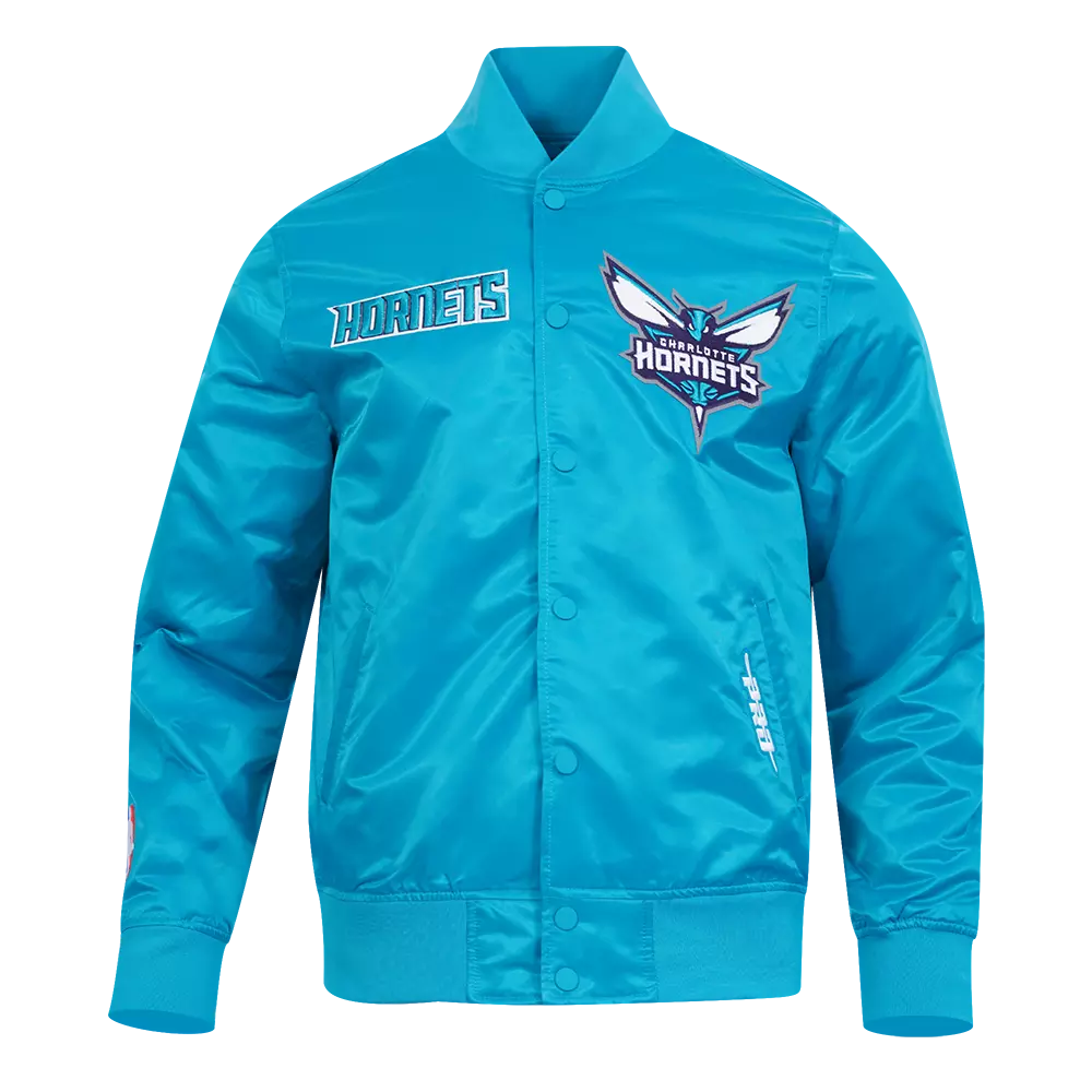 Charlotte Hornets Satin Full-Snap Jacket - Teal | Hibbett